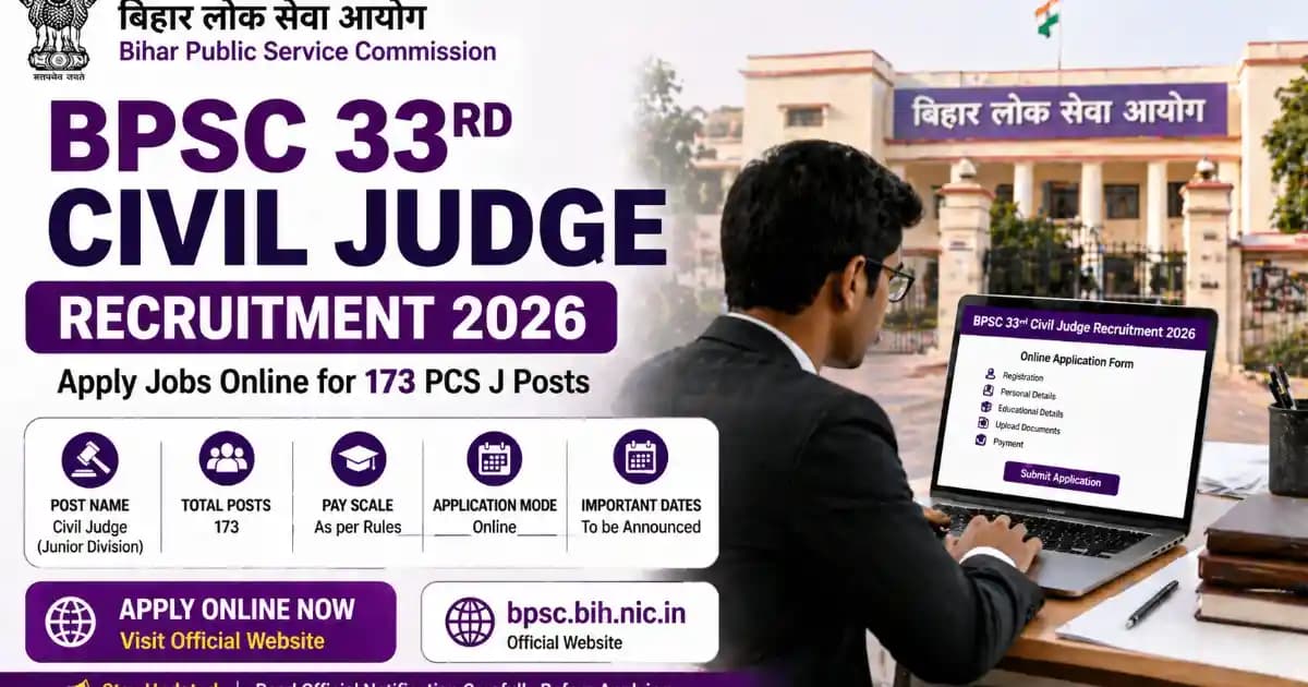 BPSC 33 Civil Judge PCS J Recruitment 2026 – Apply Sarkari Naukri Online for 173 Posts
