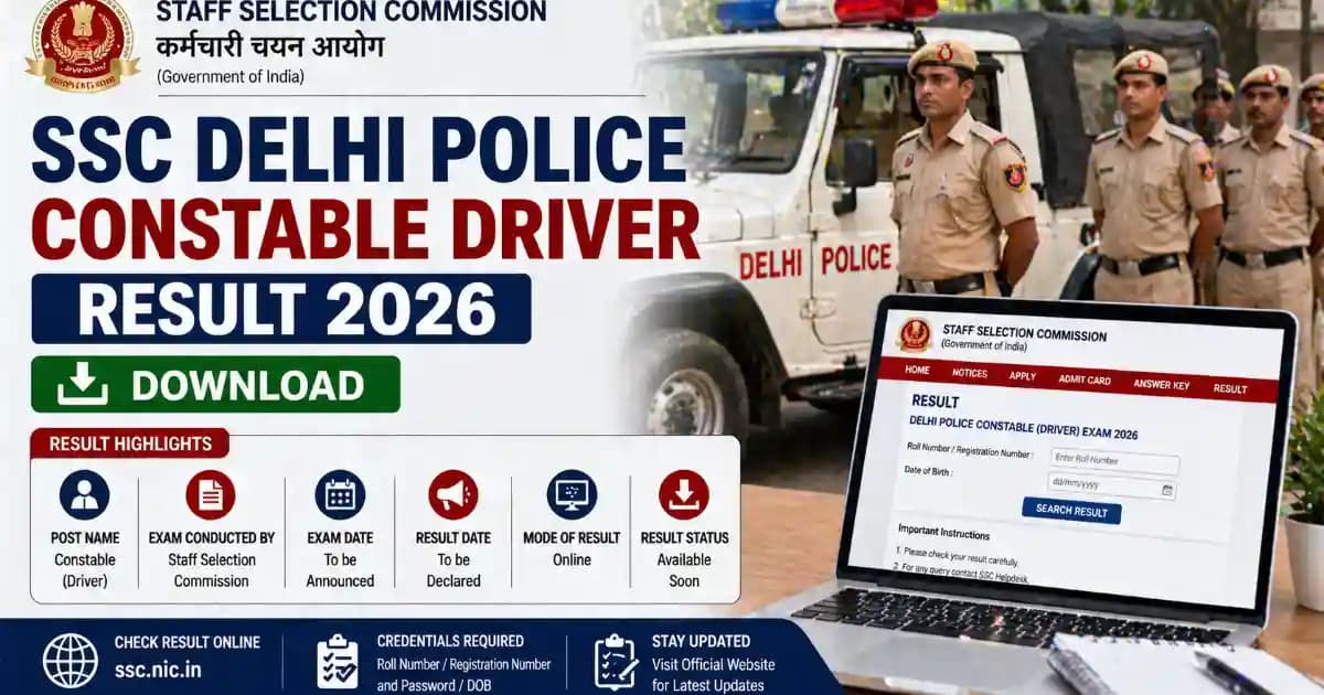 SSC Delhi Police Constable Driver Result 2026 Download