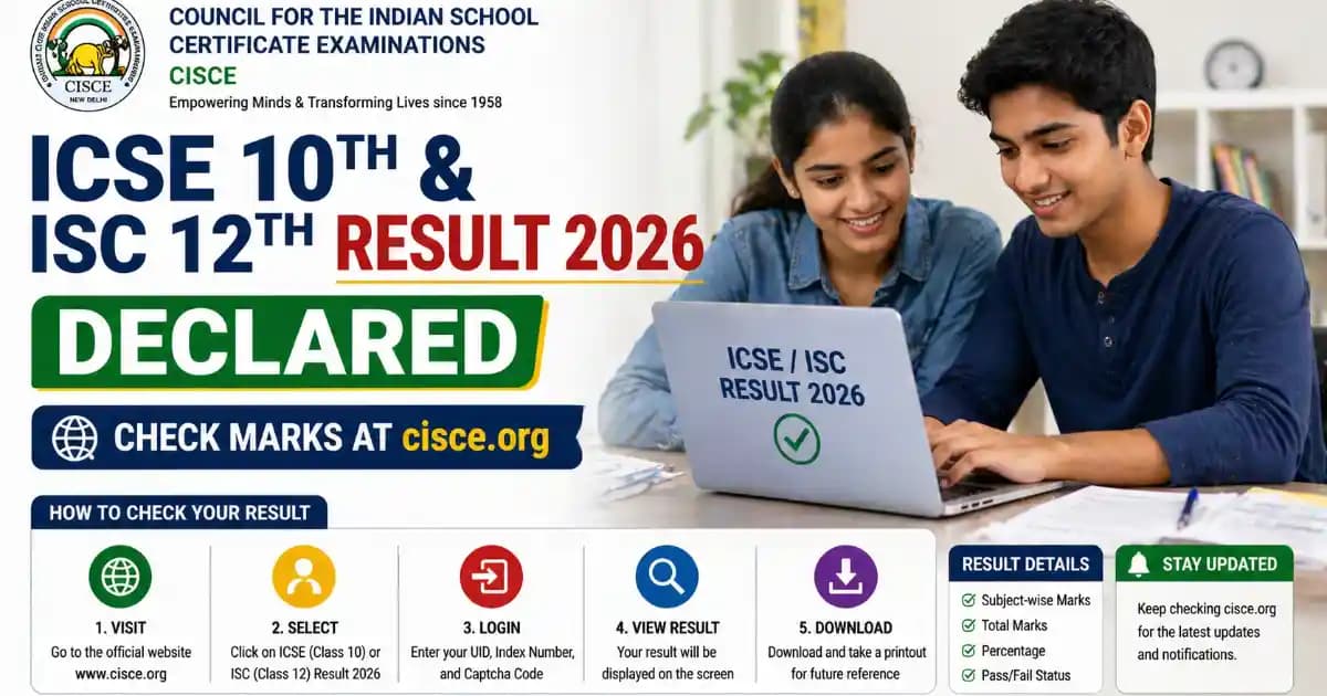 CISCE ISC 12th Result 2026 Declared – Check Marks at cisce.org