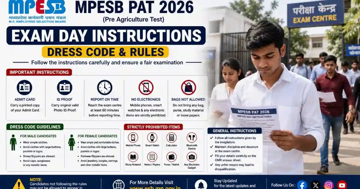 MPESB PAT Exam Day Checklist 2026 – Dress Code & Rules Guide