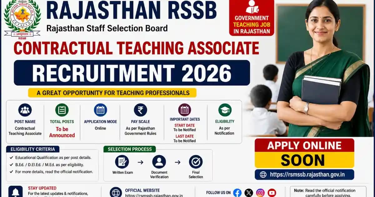 Rajasthan RSSB Contractual Teaching Associate Recruitment 2026 – Apply Online for 3540 Posts